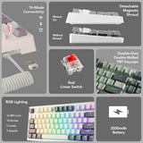 Phantom+ Elite 87 Mechanical Gaming Keyboard | Rgb Led Backlit | Hot Swappable Wraith Red Switches | 87 Key Tkl Layout | Thocky Sound Profile | Tri-Mode Wireless Bluetooth/2.4Ghz | White