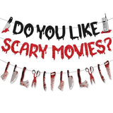 Glitter Happy Birthday Banner for Scream Horror Theme Parties