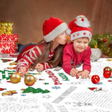 4Pack Christmas Coloring Tablecloths, Rectangular Paper Xmas Table Covers, Giant Coloring Poster Santa Claus Snowman For Kids Winter Holiday New Year Merry Christmas Party Supplies, 54 X 108Inch