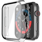 2 Pack Hard Pc Case With Tempered Glass Screen Protector With Button Compatible With Apple Watch Se 2 (2024) Se Series 6 Series 5 Series 4 40Mm - Crystal Transparent