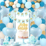 Blue White Gold Birthday Party Decorations Boho Balloons for Any Age