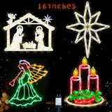 Christmas Decorations - 16" Christmas Window Silhouette Lights Decorations - 4 Pack Colour Lighted Angel ? Bethlehem Sta