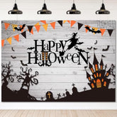 Happy Halloween Backdrop 7x5ft Spider Web Witch Bats Photo Booth Party Decor