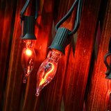 10Ft Flickering Flame String Lights With 10 C18 Flicker Amber Flame Lights Bulbs, E12 Candlestick Base Christmas String