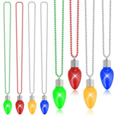 16 Pcs Light Up Christmas Bead Necklaces with Bulb Pendants for Party Favors