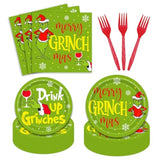 96Pcs Grinchmas Party Supplies Merry Christmas Whoville Winter Holiday Paper Plates And Napkin Tableware Set Xmas Gift For 24 Guests