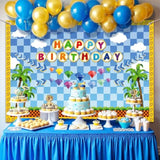 Cartoon Hedgehog Birthday Decor Photo Backdrop & Themed Party Banner