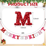 Christmas Square Sequins Merry & Bright Banner 6 Ft Pink And Red Glitter Sign Garland Merry Christmas Bunting For Xmas Home Office Party Mantel Sign Decorations Supplies