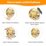 100 Pc Gold Pink White Confetti Balloons Kit with Ribbons for Party Decor