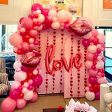 139pcs Valentines Day Balloon Arch Garland Kit, Pink Red Rose Red Balloons with Large Lip Love Foil Balloon for Women Girls Valentine's Day Mother's Day Wedding Decoration