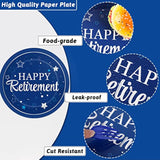 96Pcs Retirement Party Supplies – Blue Happy Retirement Plates & Napkins Set for 24 Guests