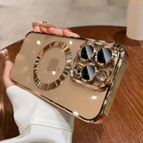 Magnetic Case For Iphone 16 Pro Max 6.9" Compatible With Magsafe, Military-Grade Protection, With Camera Protector, Clear Scratch-Resistant Back Cover For Iphone 16 Pro Max - Gold