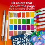 24 Acrylic Paint Markers For Rock, Fabric, Wood, Glass, Craft, Decoration - Dual-Tip Paint Pens - Stocking Stuffers, Christmas Gift Idea For Teens, Grandkids, Kids - Art Supplies