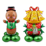 2-Piece 49-Inch Christmas Foil Balloons with Gingerbread Man and Bell for Party Decor