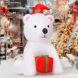5 Ft Christmas Inflatable Bear Outdoor Decorations Blow Up Yard A White Bear Holding A Present With Built-In Leds For In