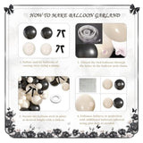 158pcs Black & White Balloon Garland Kit β Mixed Sizes for Wedding, Birthday and Party Decor
