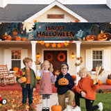 Large Happy Halloween Banner 120x20in Blue Yard Porch Fence Outdoor Decorations
