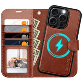 For Iphone 16 Pro Max Case Detachable Wallet Case With Card Holder, 2 In 1 Pu Leather Flip Folio With Rfid Blocking Stand Wrist Strap Shockproof Phone Cover 6.9 Inch 2024, Dark Brown