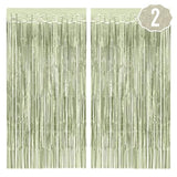 Party Decorations Sage Green Foil Curtain - Set Of 2 | Bachelorette Party Supplies, Cute Birthday Queen Photo Booth, Bach Martini Decor, Bridal Shower Backdrop
