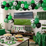 30 Pcs Green Black Soccer Balloons, 12 Inch Soccer Print Balloon Set