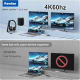 4K 60Hz Hdmi Splitter 1 In 2 Out Hdmi Cable Male To Dual Female Hdmi 2.0 With