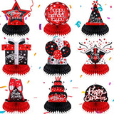 9 Pcs Red And Black Birthday Decorations Table Honeycomb Centerpieces