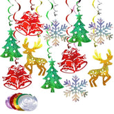Christmas Hanging Swirls Decorations 30 Pack Sparkle Double Sided Red Green Party Merry Christmas Garland Foil Swirl Hanging Ceiling Ornaments Christmas Party Favors Xmas Holiday Party Decor Supplies