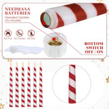 6 Pcs Christmas Flameless Taper Candles 10.6 Inch Glitter Candy Cane Candles Battery Operated Led Christmas Candlesticks For Xmas Centerpiece Holiday Party Decor