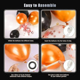 130Pcs Orange Black Balloon Arch Kit with Rose Gold Confetti for Halloween Party Decorations