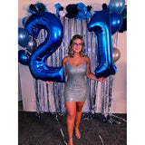 40 Inch Night Blue Number Balloon for Birthday Anniversary Graduation and Party