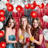 Red And Silver Balloons, 55Pcs Red White Silver Balloon, Red Confetti Balloons For Wedding Birthday Baby Shower Retirement Valentines Party Decoration