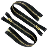 2 Pcs 14 Inch Metal Zippers #5 Antique Brass Separating Open End Jacke