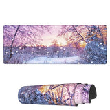 Large Mouse Pad Beautiful Winter Landscape Gaming Mousepad Extended Keyboard Mouse Mat Desk Pad Non-Slip Stitched Edge Rubber Table Mat,31.5 X 11.8 Inch