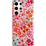 For Galaxy S22 Ultra Case 6.8" 5G, Cute Clear Garden Flowers Design For Girls Women Shell Pattern Soft Lightweight Slim Fit Tpu Shockproof Phone Cover For Galaxy S22 Ultra 6.8",Pink Floral