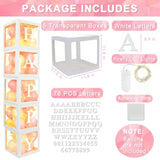 Transparent Balloon Boxes, Clear Balloon Boxes With 5 Pcs String Lights And 78 Letters For Baby Shower Gender Reveal Grad Birthday Party Anniversary Bridal Wedding Decor - 5 White Boxes