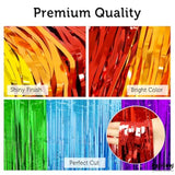 Pride Party Decorations - Rainbow Streamers Thicken 2 Pack 3.2 X 8.2 Ft - Rainbow Tinsel Foil Fringe Curtains, Photo Booth Props Backdrops For Birthday, Fiesta, Mexican, Pride, Baby Shower