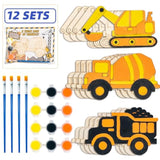 Pre-Packaged Construction Party Favors. 12 Sets Of Wooden Truck Painting Kit-Includes Paints, Brush, Wooden Truck And Personalized Card. Perfect Birthday Party Favors And Loot Bags