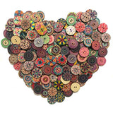 200Pcs Wood Buttons For Crafts, 20Mm Mixed Pattern Wooden Buttons Roun