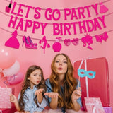 Hot Pink “Let’s Go Party” Birthday Banner for Women & Girls