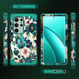 For Galaxy S24 Ultra Case,Three Layer Heavy Duty Shockproof Protection Hard Plastic+Soft Silicone Full Body Drop Protective Case For Samsung Galaxy S24 Ultra,All Green