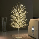 Lighted White Tree With Timer And Dimmer 4Ft 576 Led Fairy Lights, Twig Tree With Lights For Home Room Thanksgiving Christmas Holiday Decoration