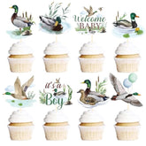Mallard Duck Baby Shower Decorations, 40Pcs Duck Hunting Cupcake Toppers Party Decoration Welcome Baby Cupcake Picks Decor It’S A Boy Supplies