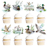 Mallard Duck Baby Shower Decorations, 40Pcs Duck Hunting Cupcake Toppers Party Decoration Welcome Baby Cupcake Picks Decor It’S A Boy Supplies