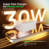 Iphone 16 15 Charger Fast Charging,30W Usbc Charger Block With 6&10Ft Long Usb C Charging Cable Cord Compatible With Iphone 16/16 Pro Max/16E/15/15 Pro Max/Ipad Pro,Samsung Galaxy S24 Ultra