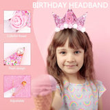 5Th Birthday Decorations For Girls, Birthday Girl Headband & Glitter Sash Set For 5 Year Old Girl Birthday Decorations, Birthday Flower Princess Crown Headband For Happy 5Th Birthday Girl Outfit