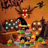 Black Halloween Cupcake Stand 3-Tier Cardboard Cake Stand Dessert Table Displays Centerpieces For Halloween Christmas Birthday Party Decorations