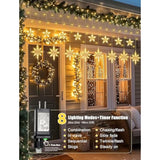 126 Led Star Icicle Lights,7.8Ft Connectable Window Curtain Lights Plug In,8 Lighting Modes Timer Bethlehem Star Christm