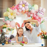 150Pcs Easter Bunny Balloon Garland Arch Kit, Pastel Pink Green Orange Yellow Latex Balloons With Bunny Flower Foil Balloons For Easter Birthday Spring Garden Party Decorations