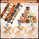 Halloween Party Favors For Kids, 72Pcs Rubber Wristbands Slap Bracelets Tattoo Stickers Goodie Bag Stuffers Trick Or Treat Toys For Halloween Decorations Supplies