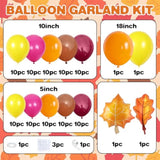 Fall Thanksgiving Balloon Arch Kit with Orange Brown Red Yellow Balloons for Party